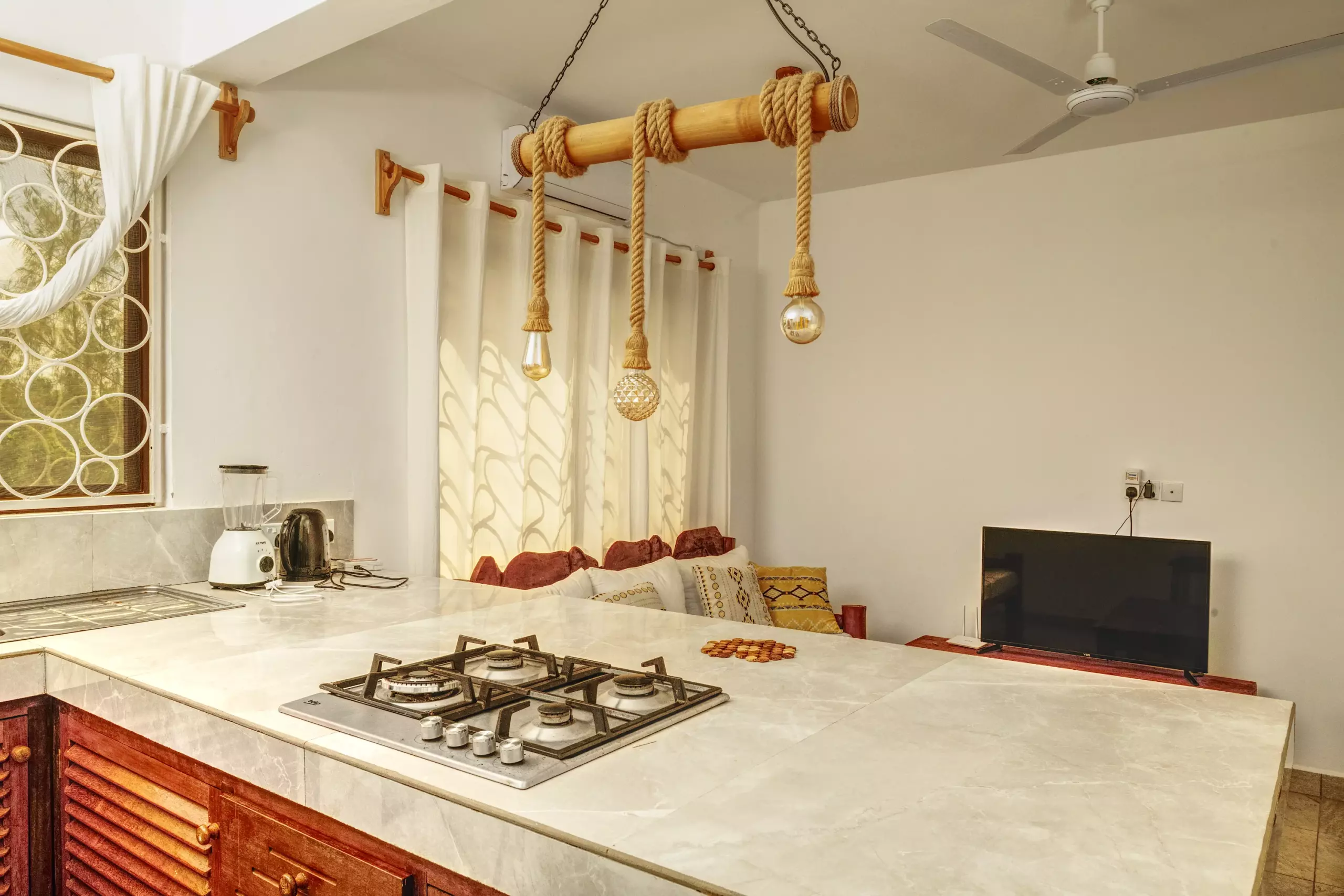 Apartment kitchen island at Dacha Diani